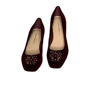 Isaac Mizrahi Live! Embellished Block Heel Pumps‎ in Wine Size 9.5M